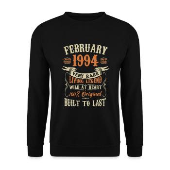 Februar 1994 Geburtstagsgeschenk - Unisex Pullover - Schwarz - Vorne - Alina (178cm) & Michal (187cm)