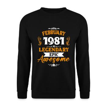 Février 1981 Cadeau d’anniversaire des légendes - Sweat-shirt Unisexe - noir - Devant - Alina (178cm) & Michal (187cm)