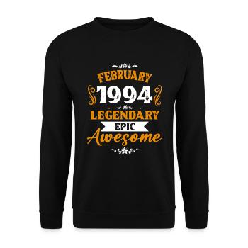 Februar 1994 Legenden Geburtstag Geschenk - Unisex Pullover - Schwarz - Vorne - Alina (178cm) & Michal (187cm)