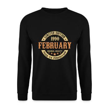 Februar 1990 Vintage Geburtstag Geschenk - Unisex Pullover - Schwarz - Vorne - Alina (178cm) & Michal (187cm)