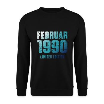 Februar 1990 Limited Edition Geburtstag Geschenk - Unisex Pullover - Schwarz - Vorne - Alina (178cm) & Michal (187cm)