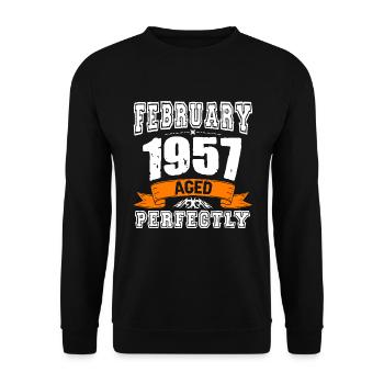 Cadeau d'anniversaire vintage de janvier 1957 - Sweat-shirt Unisexe - noir - Devant - Alina (178cm) & Michal (187cm)