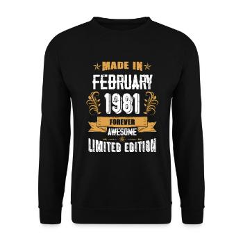 Anniversaire millésime février 1981 - Sweat-shirt Unisexe - noir - Devant - Alina (178cm) & Michal (187cm)
