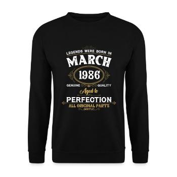 Legends Were Born In March 1986 - Unisex Pullover - Schwarz - Vorne - Alina (178cm) & Michal (187cm)
