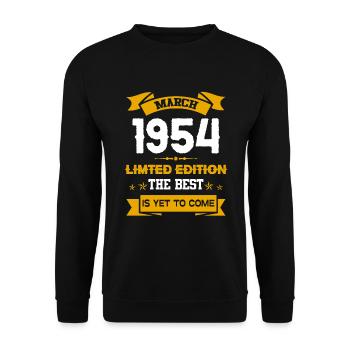 März 1954 Geburtstagsgeschenk - Unisex Pullover - Schwarz - Vorne - Alina (178cm) & Michal (187cm)
