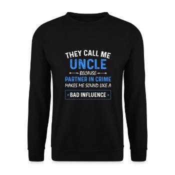 Sie nennen mich Onkel, weil Partner in Crime - Unisex Pullover - Schwarz - Vorne - Alina (178cm) & Michal (187cm)