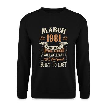 Mars 1981 Cadeau d’anniversaire - Sweat-shirt Unisexe - noir - Devant - Alina (178cm) & Michal (187cm)