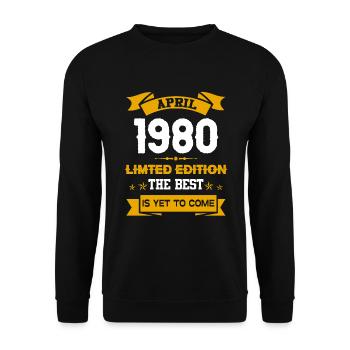 April 1980 Geburtstagsgeschenk - Unisex Pullover - Schwarz - Vorne - Alina (178cm) & Michal (187cm)