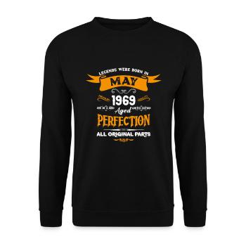 Les légendes sont nées en mai 1969 - Sweat-shirt Unisexe - noir - Devant - Alina (178cm) & Michal (187cm)