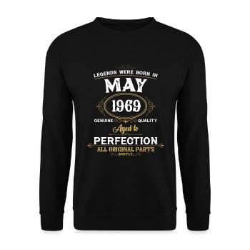 Les légendes sont nées en mai 1956 - Sweat-shirt Unisexe - noir - Devant - Alina (178cm) & Michal (187cm)