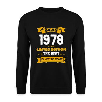 Mai 1978 Geburtstagsgeschenk - Unisex Pullover - Schwarz - Vorne - Alina (178cm) & Michal (187cm)