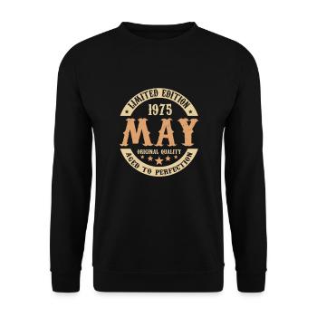 Mai 1975 Vintage Geburtstag Geschenk - Unisex Pullover - Schwarz - Vorne - Alina (178cm) & Michal (187cm)