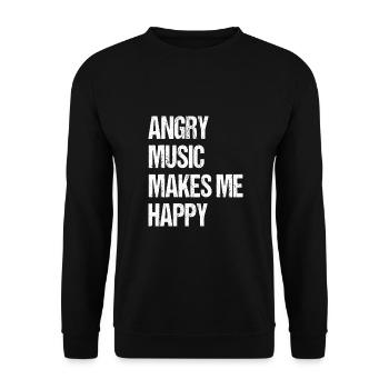 Angry Music Makes Me Happy Metal Music Metalhead - Unisex Pullover - Schwarz - Vorne - Alina (178cm) & Michal (187cm)