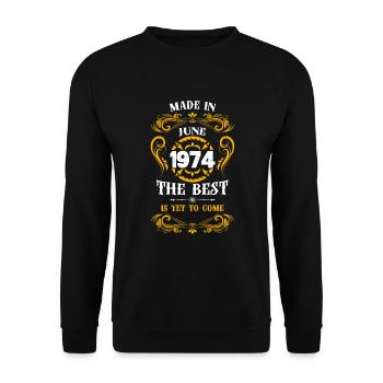 Made In June 1974 The Best - Unisex Pullover - Schwarz - Vorne - Alina (178cm) & Michal (187cm)