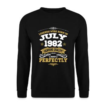 Vintage Aged To Perfection Juli 1982 - Unisex Pullover - Schwarz - Vorne - Alina (178cm) & Michal (187cm)