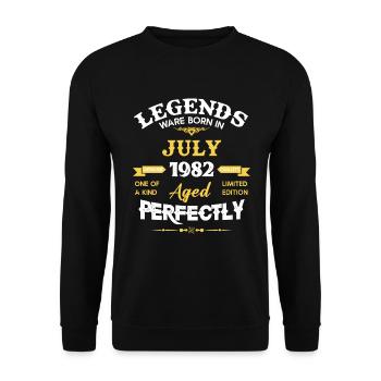 Vintage Aged To Perfection Juli 1982 - Unisex Pullover - Schwarz - Vorne - Alina (178cm) & Michal (187cm)