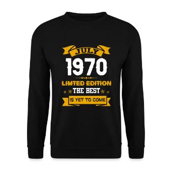 Juli 1970 Geburtstagsgeschenk - Unisex Pullover - Schwarz - Vorne - Alina (178cm) & Michal (187cm)