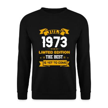 Juli 1973 Geburtstagsgeschenk - Unisex Pullover - Schwarz - Vorne - Alina (178cm) & Michal (187cm)