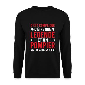 Legende et pompier humour pompier sapeur pompier - Sweat-shirt Unisexe - noir - Devant - Alina (178cm) & Michal (187cm)