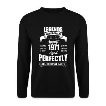 Legends Were Born In August 1971 Birthday - Unisex Pullover - Schwarz - Vorne - Alina (178cm) & Michal (187cm)