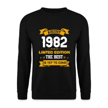 August 1982 Geburtstagsgeschenk - Unisex Pullover - Schwarz - Vorne - Alina (178cm) & Michal (187cm)