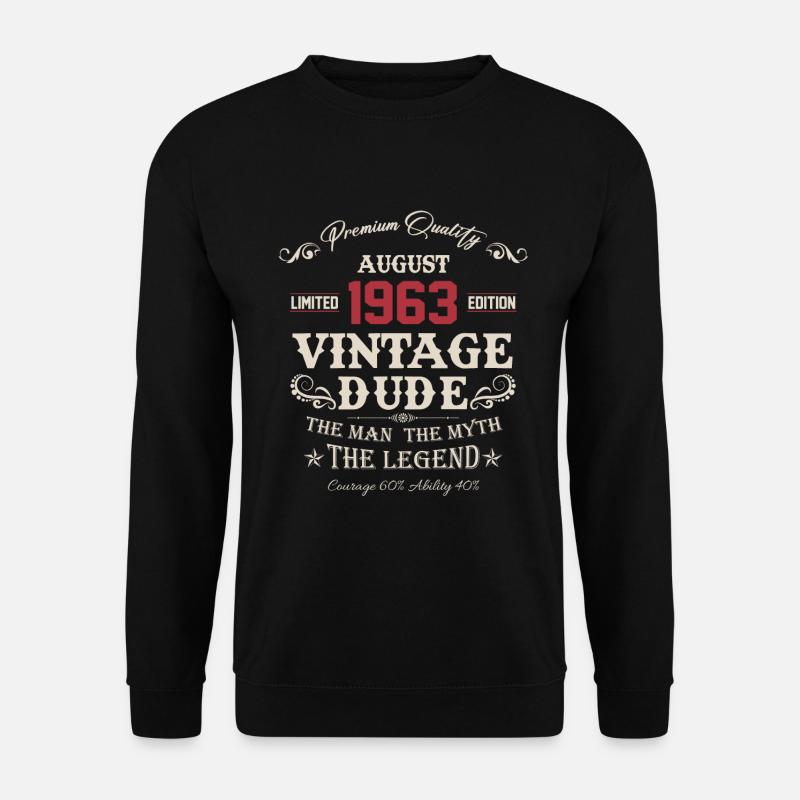 August 1963 Vintage Geburtstag Geschenk - Unisex Pullover - Schwarz
