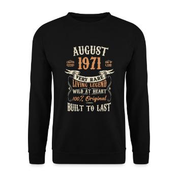 August 1971 Birthday Present - Unisex Sweatshirt - black - Front - Alina (178cm) & Michal (187cm)