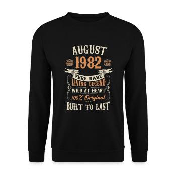 August 1982 Birthday Present - Unisex Sweatshirt - black - Front - Alina (178cm) & Michal (187cm)
