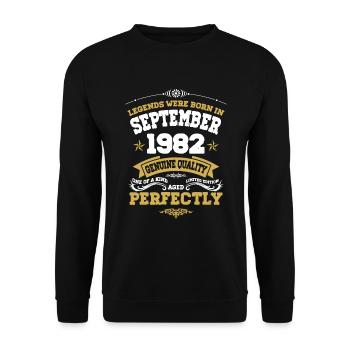 Vintage Aged To Perfection September 1982 - Unisex Pullover - Schwarz - Vorne - Alina (178cm) & Michal (187cm)