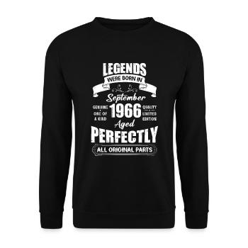 Legends Were Born In September 1966 Birthday - Unisex Pullover - Schwarz - Vorne - Alina (178cm) & Michal (187cm)