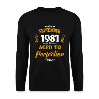 Septembre 1981 Cadeau d’anniversaire vintage - Sweat-shirt Unisexe - noir - Devant - Alina (178cm) & Michal (187cm)