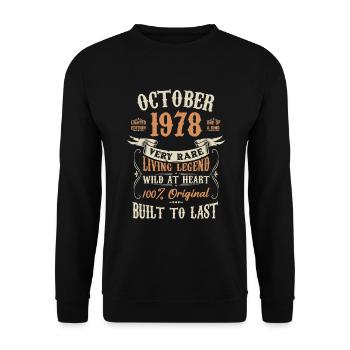Octobre 1978 Cadeau d’anniversaire - Sweat-shirt Unisexe - noir - Devant - Alina (178cm) & Michal (187cm)