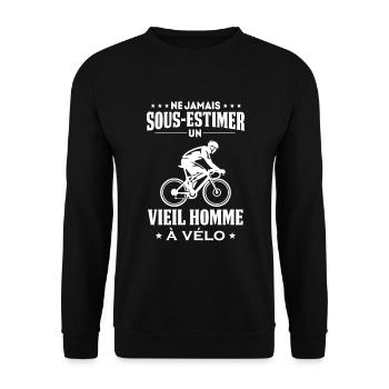 vieil homme à vélo - Sweat-shirt Unisexe - noir - Devant - Alina (178cm) & Michal (187cm)