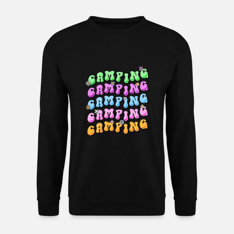 Camping Retro Style 70er Jahre Hippie Flower Power - Unisex Pullover - Schwarz
