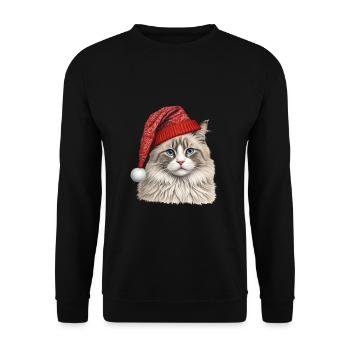 Weihnachten Ragdoll Katze - Unisex Pullover - Schwarz - Vorne - Alina (178cm) & Michal (187cm)