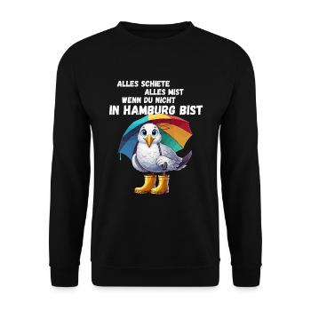 Hambourg Hambourg Mouette Mer du Nord Aurores boréales Drôle - Sweat-shirt Unisexe - noir - Devant - Alina (178cm) & Michal (187cm)