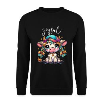 Kuh Kühe Kalb Basketballkappe Glitzer Anime Zöpfe - Unisex Pullover - Schwarz - Vorne - Alina (178cm) & Michal (187cm)