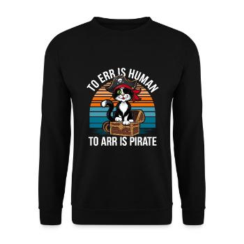 Chat Carnaval Pirate Costume Halloween Rétro Drôle - Sweat-shirt Unisexe - noir - Devant - Alina (178cm) & Michal (187cm)
