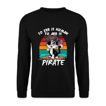 Chat Pirate Pirate Costume Carnaval Halloween Miaou - Sweat-shirt Unisexe - noir - Devant - Alina (178cm) & Michal (187cm)