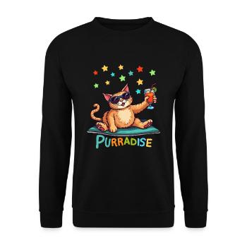 Chat d’été Vacances Cocktail Paradise Purr - Sweat-shirt Unisexe - noir - Devant - Alina (178cm) & Michal (187cm)