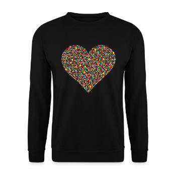 Konfetti Herz - Unisex Pullover - Schwarz - Vorne - Alina (178cm) & Michal (187cm)