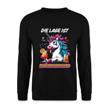 Carnival Unicorn Alcohol Funny Party Cocktail Fun - Unisex Sweatshirt - black - Front - Alina (178cm) & Michal (187cm)