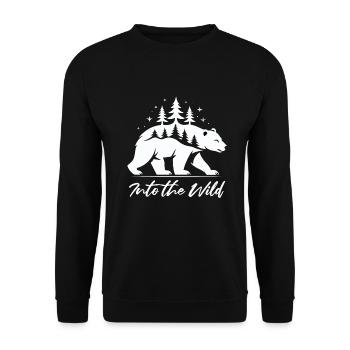 Into the Wild Bär Natur Wanderung Wandern Wanderer - Unisex Pullover - Schwarz - Vorne - Alina (178cm) & Michal (187cm)