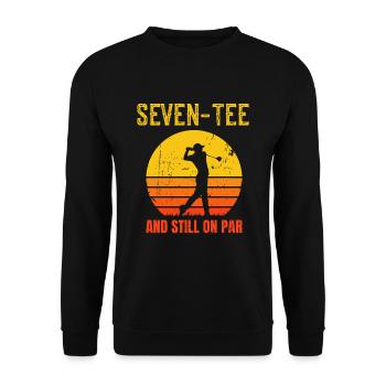 Seven-Tee 70e anniversaire Soixante-dix Golf Rétro - Sweat-shirt Unisexe - noir - Devant - Alina (178cm) & Michal (187cm)