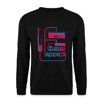 Gaming Gamer Addict Sucht TShirt Geschenk - Unisex Pullover - Schwarz - Vorne - Alina (178cm) & Michal (187cm)
