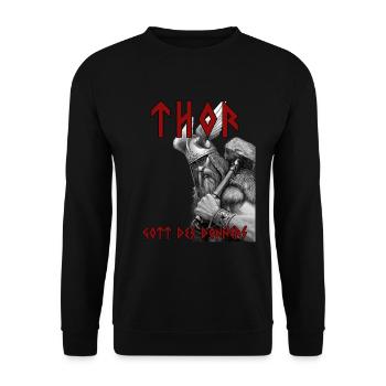 Thor - God of Thunder - Unisex Sweatshirt - black - Front - Alina (178cm) & Michal (187cm)
