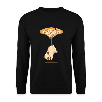 Pepperoni Pizza with Dog Pug T-Shirt - Unisex Sweatshirt - black - Front - Alina (178cm) & Michal (187cm)