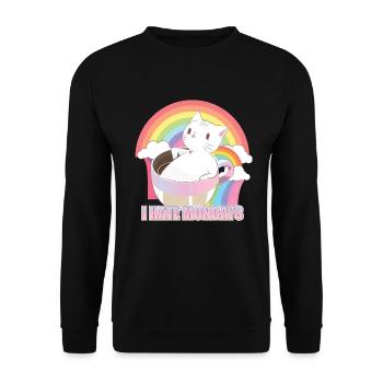 I Hate Monday's Coffee Cat T-Shirt - Unisex Sweatshirt - black - Front - Alina (178cm) & Michal (187cm)