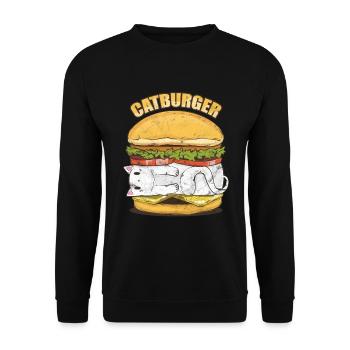 Cats Burger Catburger - Unisex Sweatshirt - black - Front - Alina (178cm) & Michal (187cm)