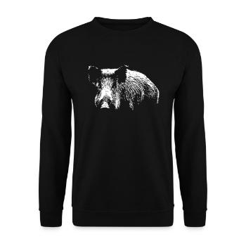 Wild Boar - Wildschwein - Keiler - Unisex Pullover - Schwarz - Vorne - Alina (178cm) & Michal (187cm)